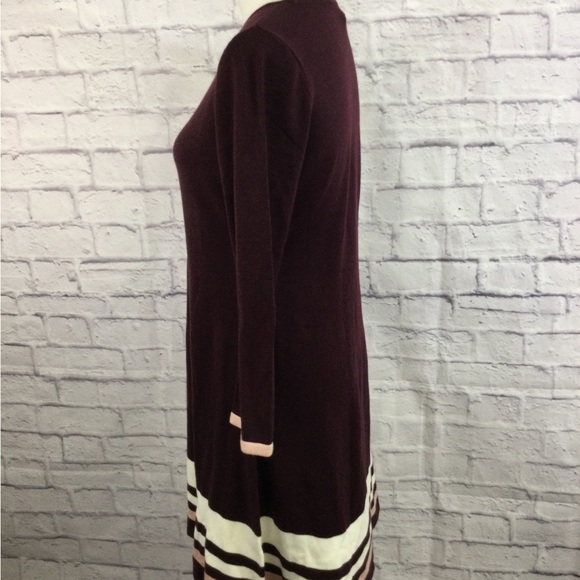 Jessica Howard Women's Long Sleeve Sweater Knit Dress in Color Wine Size Medium - Picture 4 of 10